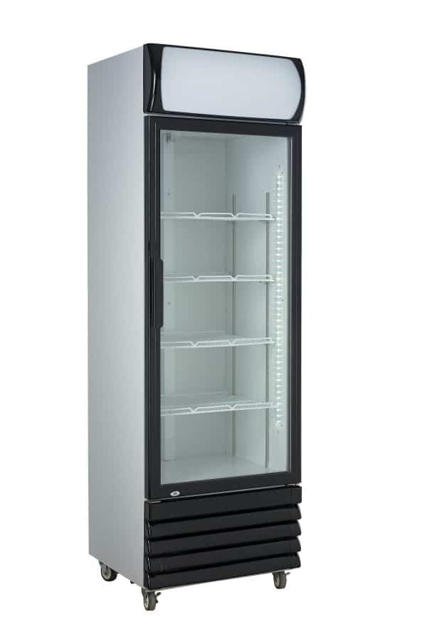 Displaykøleskab - Hvid/Sorte døre - 360 liter
