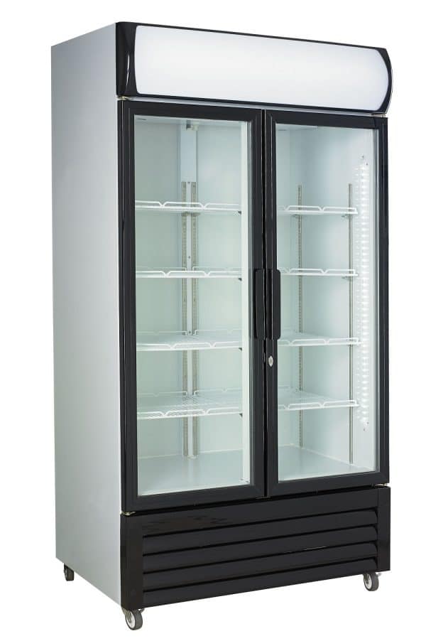 Displaykøleskab - Hvid/Sorte døre - 760 liter