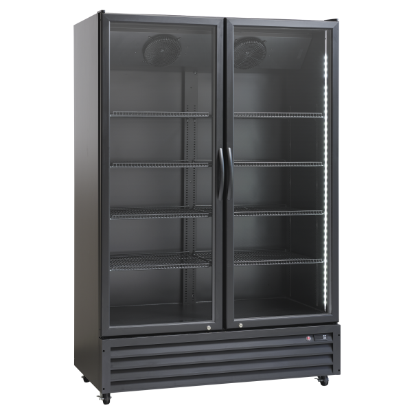 Displaykøleskab - 2 låger - 1100 liter - sort