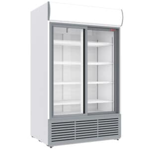 Displaykøleskab 1230 liter, lysboks, 2 skydedøre - HVID