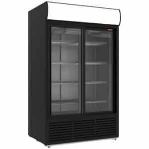 Displaykøleskab 1230 liter, lysboks, 2 skydedøre - SORT