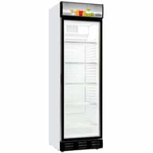 Displaykøleskab - Hvid/Sort dør og topskilt - 382 liter