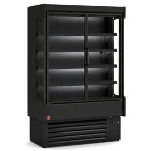 Displaykøleskab - kølevægelement, med skab, 2 svingdøre