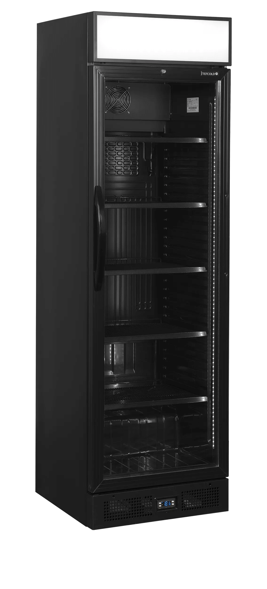 Displaykøleskab - 1 dør - Sort - Med lystop